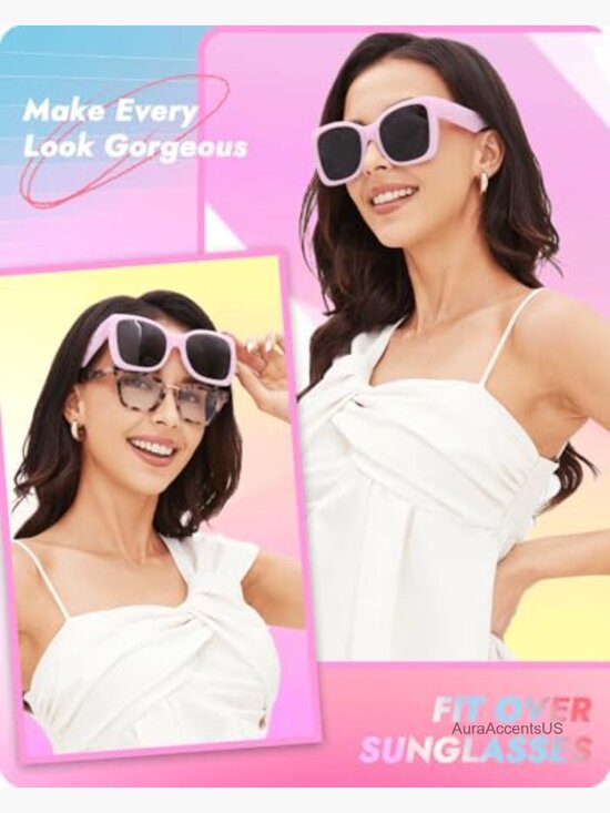 Oversized Square Sunglasses with UV400 Polarized Lenses, Fit Over Glasses main image 6